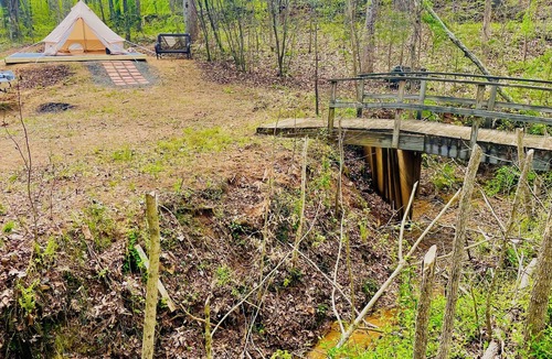 Stokes RV Rental | Luxury tent on lowery mill creek