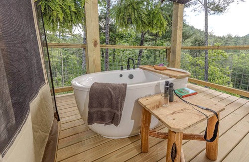 Zirconia Cabin | Luxury Tree Tent in Tuxedo Falls Resort with Private Waterfalls & Hiking