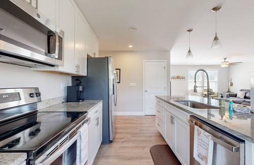 Alexander House | Modern interior with fenced yard and firepit - near town