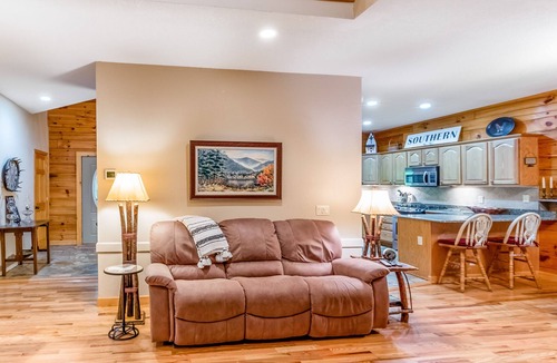 Maggie Valley House | Multi-Level Riverfront Home w/Deck, Patio, Free WiFi, Gas Fireplace, Game Room