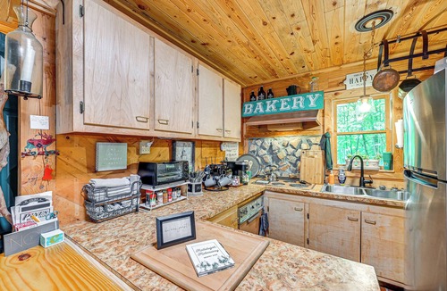 Roaring Gap Cabin | Patio & Fire Pit: Charming Cabin in Roaring Gap!