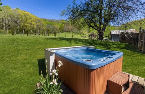 Mars Hill Cottage | Private Mountain Cottage with Hot Tub, Fire Pit, and Fenced Yard Near Asheville