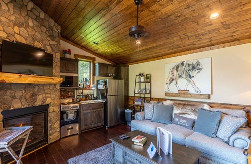 Banner Elk Cabin | Red Wolf Chalet -Tiny Home with Eagles Nest amenities, private fire pit, pet friendly