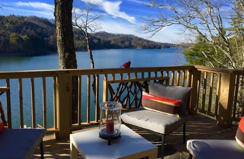 Cullowhee House | Secluded Lake Glenville Compound-Modern Rustic Prime Lake View