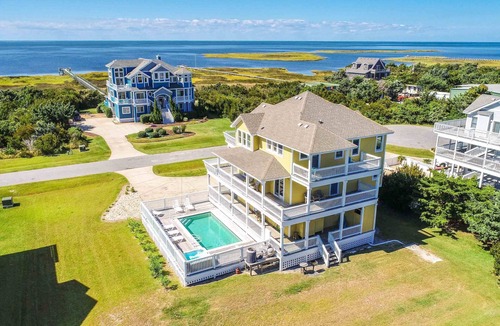 Wind Over Waves House | Semi-Soundfront Dog Friendly 7 Bedroom w/Pool, Hot Tub & Game Room