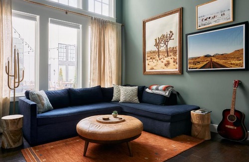 Nashville Apartment | Soaring Ceilings & King Beds Overlooking Courtyard, 1 of 7 Themed Lofts at Cowrite, Find Coffee and Tacos Downstairs, Complimentary Spin Class, Walk to Shopping in 12 South, 10 Minutes to Broadway, Parking, 24 Hr Hospitality