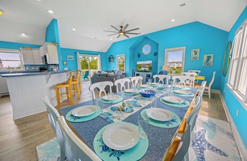 Wind Over Waves House | Soundside Dog Friendly Home with Pool, Hot Tub, Cmty Boat Ramp, and Game Room
