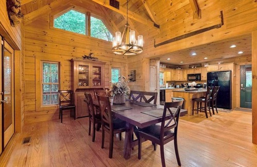 Cullowhee House | Spacious cabin near lake & boat ramp with firepit, foosball, bar, decks & WiFi