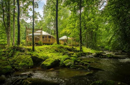 Topton Villa | Spring Ridge Luxury Yurt - Creekside Glamping with Private Hot Tub