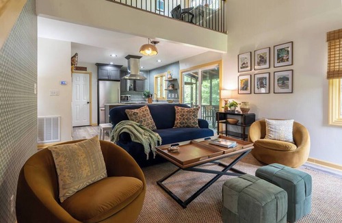 Fletcher Cabin | Stylish Cabin-BlackstoneGrill-Workspace w/Monitor and King-Bed on Main