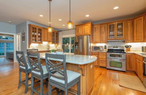 Forest Lake Heights House | Sunset Haven on Lake James | Private Dock, Fire Pit & Game Room!