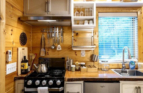 Todd Cabin | Tiny Luxury Getaway: Cabin in Todd, North Carolina with Hot Tub, Scenic Views, and Lounge Perfection