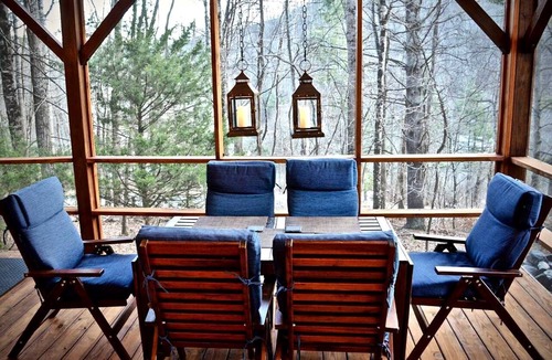 Todd Cabin | Tiny Luxury Getaway: Cabin in Todd, North Carolina with Hot Tub, Scenic Views, and Lounge Perfection