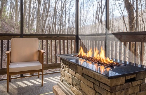 Asheville House | Treetop Towers, Hot Tub, Game Room, and Creek Views!