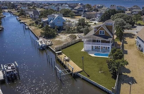 Nags Head House | Waterfront Home With Hot Tub, Private Dock & Pool