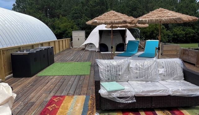 Air conditioned Glamping Tent overlooking a beautiful orchard