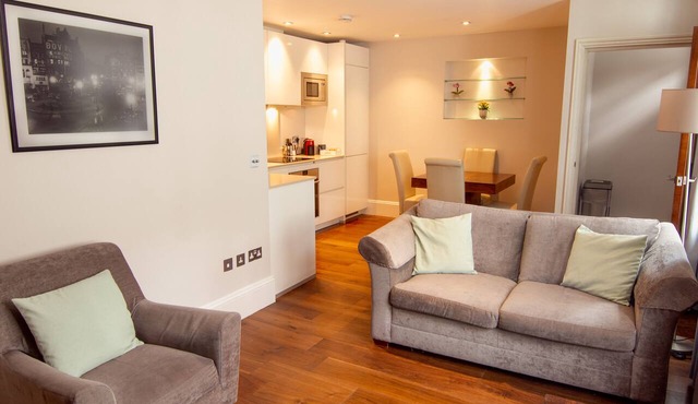 Modern apartment with sofa bed, patio and private entrance
