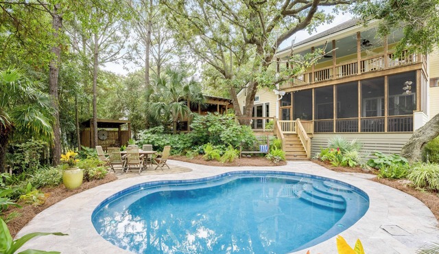Sea Haven - Walkable Folly Beach Retreat with Heated Saltwater Pool & Peaceful Outdoor Spaces