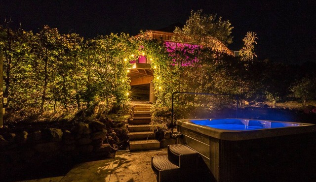 Silver Birch Treehouse @ Dalnoid - secluded, sleeps 2, hot-tub, mountain views