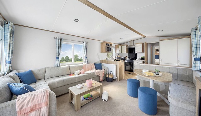 Stylish and spacious 12ft-wide caravan with one double and two twin.
