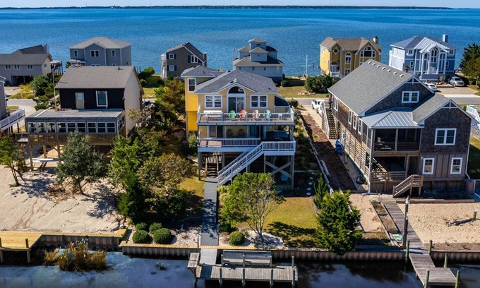 Nags Head House | 433 - Water Front Nags Head Cove Rental with Multi-Level Decking &Hot Tub