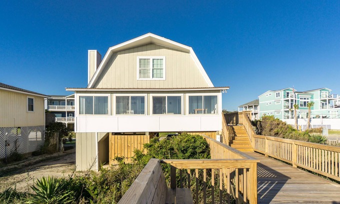 Yaupon Beach House | Beach Barn: Dog-friendly, Oceanfront Home with Sun Deck