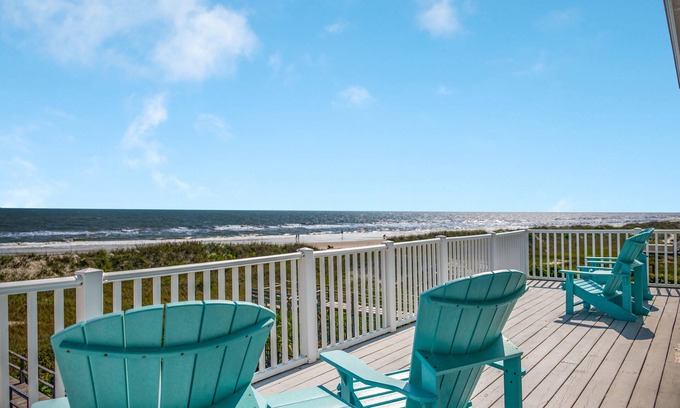 Yaupon Beach House | Beach Walkers: 5 Bed/3 Bath Sun-Kissed, Oceanfront Home with Three Large Decks