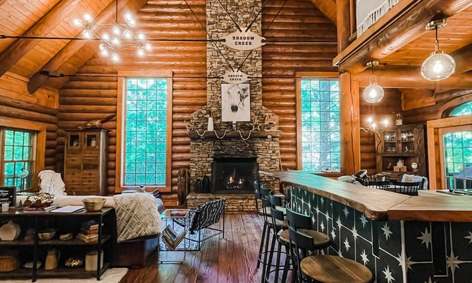 Cashiers Cabin | Cashiers Creek Front True Log 4,300 sqft Mountain Lodge, EV Charger + FiberOptic