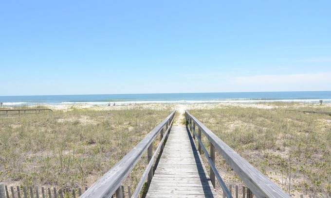 Kure Beach House | Ebbtide –Kure Beach oceanfront home with screened porch, private beach access