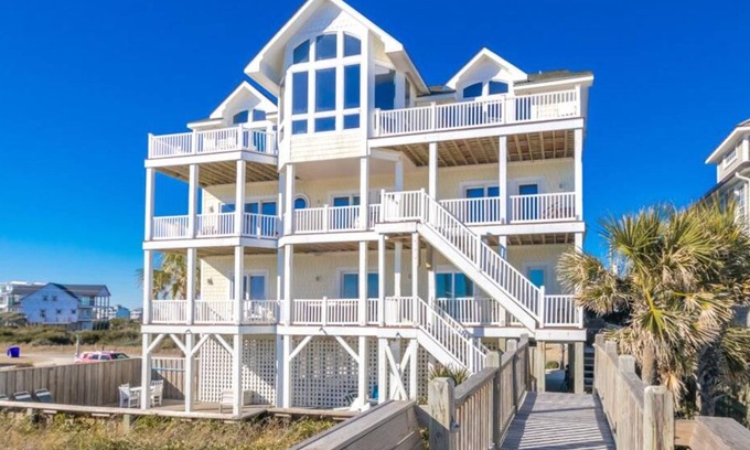 North Topsail Beach House | Island Life - Amazing Oceanfront 9 BR Home with Pool, Theatre Room & More!
