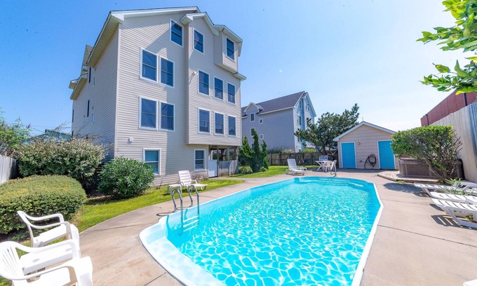 Kill Devil Hills House | K1202 Cloud Nine. Semi-Oceanfront, Pool, Hot Tub, PETS OK, 8 Bedrooms