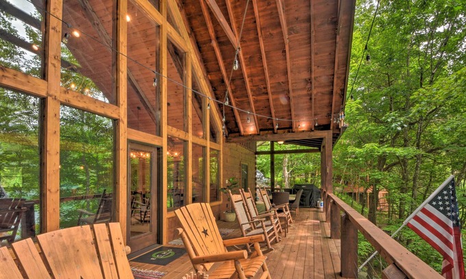 Topton Cabin | Lakefront Lodge w/Decks, Hot Tub, Game Room & More