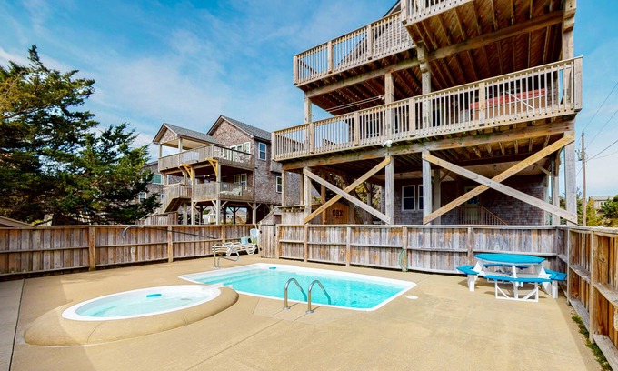 Hatteras House | Lovely home with private pool, decks, amazing ocean view, & W/D