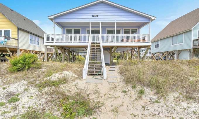 Yaupon Beach House | Mead Us At The Pier: Oceanfront Beach Cottage Near Oak Island Fishing Pier