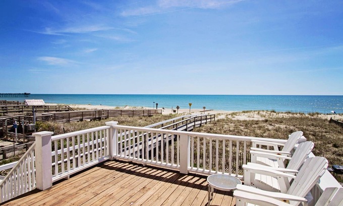 Kure Beach House | Oceanfront Escape | 4 Balconies, Private Beach Path, Walk to Kure Pier, Turtle Nesting Area!
