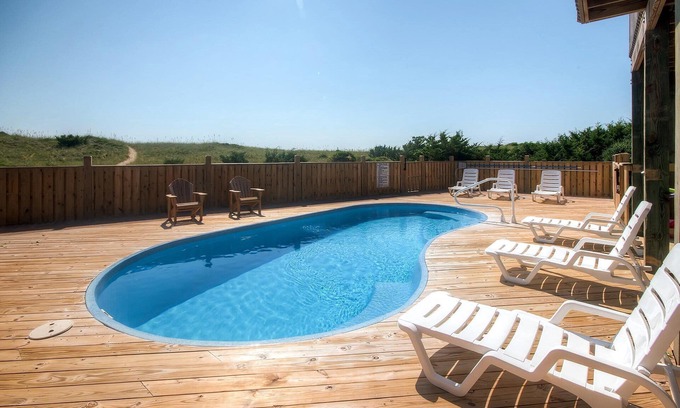 Avon House | Oceanfront Home in Avon w/Private Saltwater Pool, Hot Tub, Tiki Bar, Smart TVs