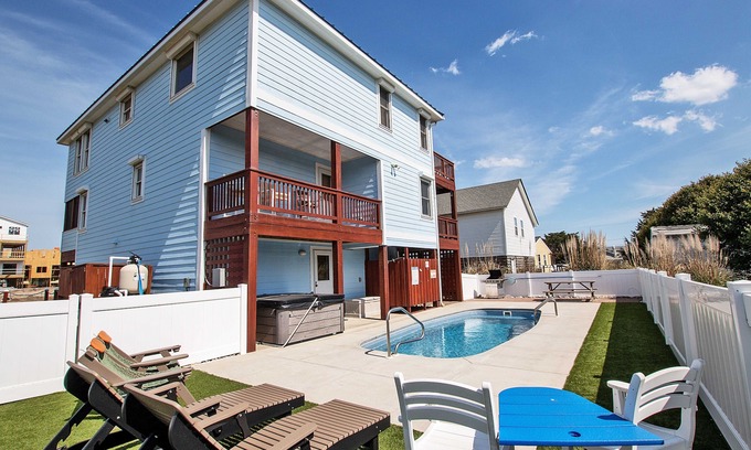 Kill Devil Hills House | Oceanside, Private Pool, Golf Cart, Hot Tub! KD904, The Blue Palm