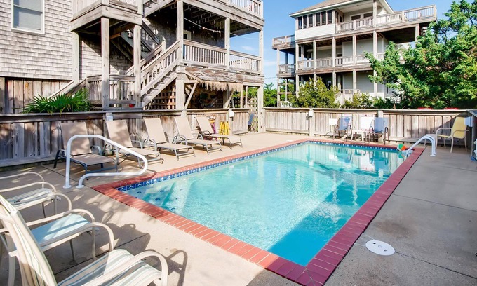 Salvo House | Oceanview Home with Private Pool, Hot Tub, Tiki Bar, Foosball, and Beach Gear
