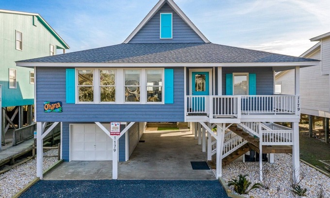 Holden Beach House | Ohana - Oceanfront with Private Pool and Boardwalk to Beach!