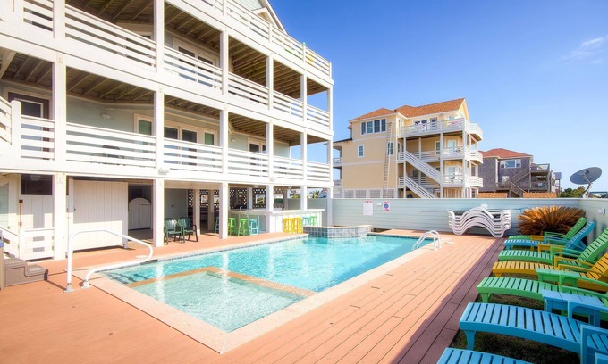 Salvo House | Premier Oceanfront Dog Friendly with Pool, Hot Tub, Elevator, Theater, Tiki Bar