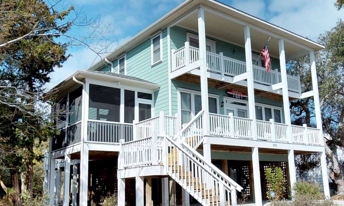 Kure Beach House | Secluded Retreat Near Beach w/4 Decks, Screened Porch, Grill, Hammock, Dog Friendly
