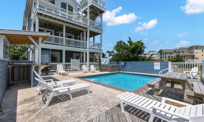 Kinnakeet Shores House | Soundside Dog Friendly w/Pool, Hot Tub, Community Pool and Tennis/Pickleball