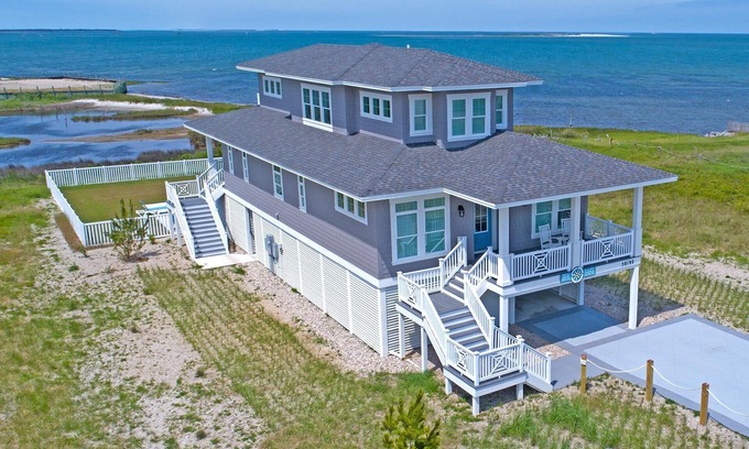 Hatteras House | SUMMER SAVINGS - Semi-Soundfront with Pool, Hot Tub, Elevator, and Home Theater