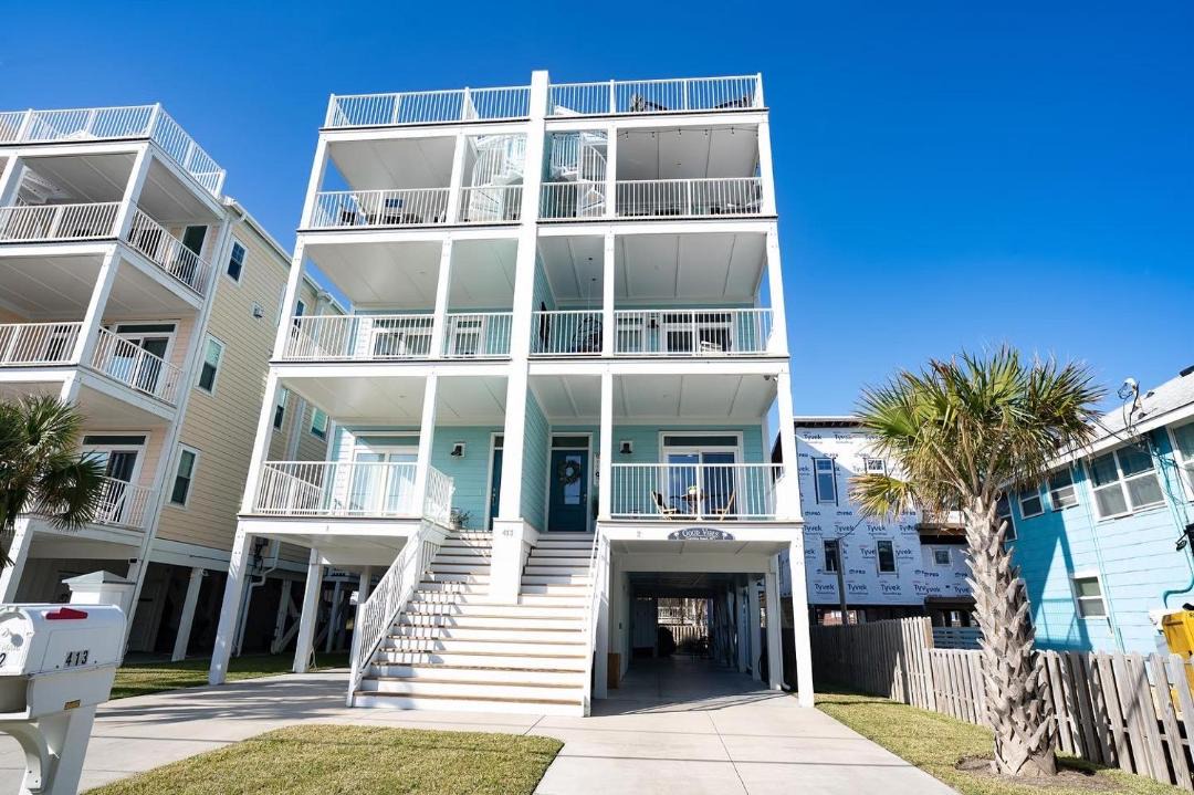 North Carolina Coast House | Ocean View, 2 Blocks from Boardwalk, Pool, Elevator, 7 Decks & EV Charger.