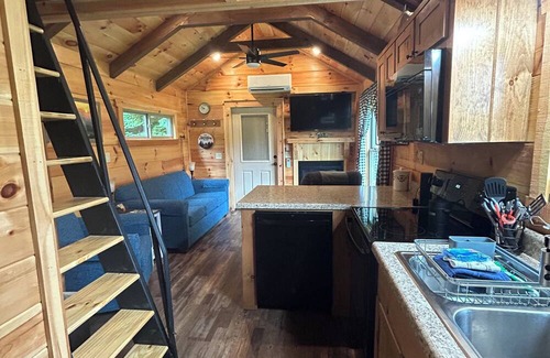 Altamont Cabin | Cozy 1 BR cabin 100 feet from the Linville River near Newland, NC. EV charger